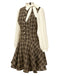 Brown 1960s Plaid Bow Tie Button Swing Dress, vintage dress, retro fashion, rockabilly, pin-up fashion - perfect for women who love vintage and retro fashion