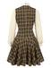 Brown 1960s Plaid Bow Tie Button Swing Dress, vintage dress, retro fashion, rockabilly, pin-up fashion - perfect for women who love vintage and retro fashion