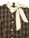 Brown 1960s Plaid Bow Tie Button Swing Dress, vintage dress, retro fashion, rockabilly, pin-up fashion - perfect for women who love vintage and retro fashion