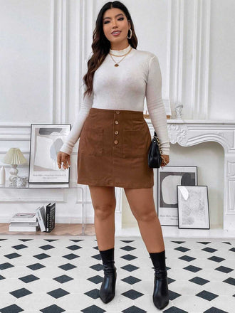 She sways in this Brown 1960s Pockets Solid Skirt and it's pure 1960s magic