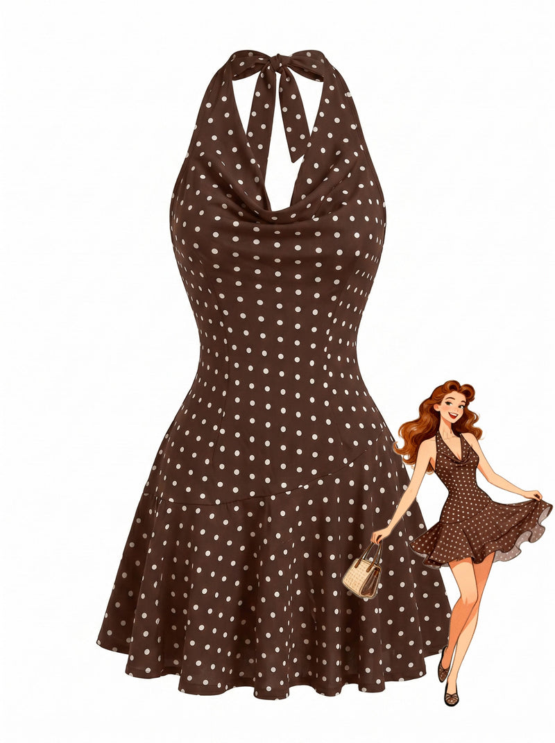 brown cowl neck mini dress Women's Chocolate Sequin Cowl Neck Mini Dress