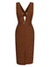 She slips into this Brown 1960s V-Neck Cross-Back Pinafore Dress and suddenly it's a 1960s daydream