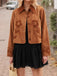 Brown 1970s Floral Suede Button Jacket - vintage fashion, retro style