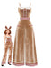 Brown 1970s Gingerbread Velvet Strap Jumpsuit - vintage jumpsuit, retro fashion
