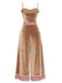 Brown 1970s Gingerbread Velvet Strap Jumpsuit - vintage jumpsuit, retro fashion