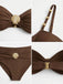 Brown 1970s Metal Shell Decor Ruched Bikini Set - vintage fashion, retro style