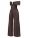 [Pre-Sale] Brown 1980s Bow Strapless Glitter Jumpsuit
