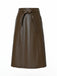 Brown 1980s Leather High-Waist Midi Skirt - vintage skirt, retro style