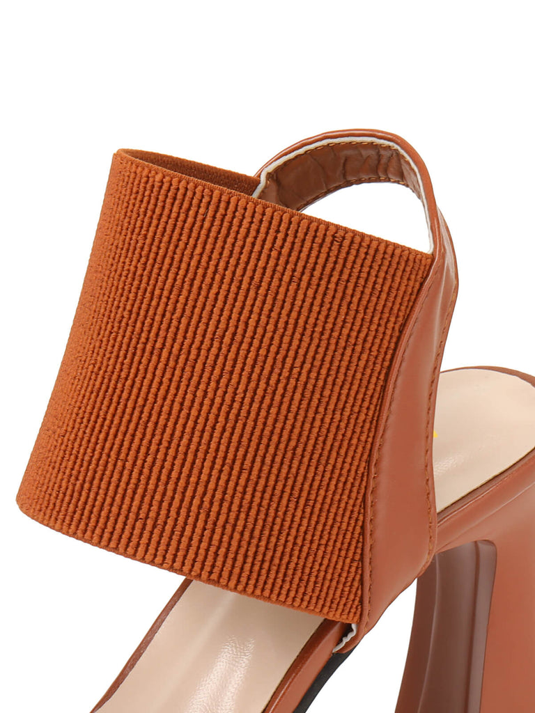 Brown Elastic Strap High Heel Sandals, vintage shoes, retro heels - perfect for women who love vintage and retro fashion