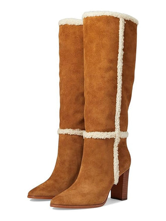 She finds her vintage story in this Brown Flannelette Patchwork Chunky Heel Boots