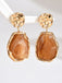 Brown Retro Geometric Colorblock Resin Earrings - vintage fashion, retro style