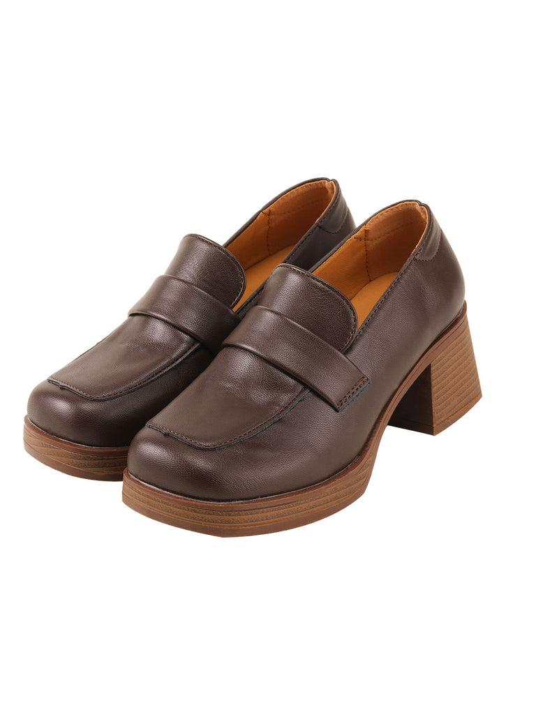 Brown Retro Square Toe Chunky Heels, vintage shoes, retro heels - perfect for women who love vintage and retro fashion
