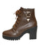 She finds her 1950s story in this Brown Vintage Leather Chunky High Heels
