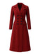 Burgundy 1930s Double Breasted Long Trench Coat - vintage fashion, retro style