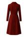 Burgundy 1930s Double Breasted Long Trench Coat - vintage fashion, retro style