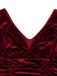 Burgundy 1950s Velvet Sequin V-Neck Maxi Dress - vintage dress, retro fashion, rockabilly