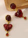 Burgundy Heart Resin Vintage Earrings: timeless style reimagined