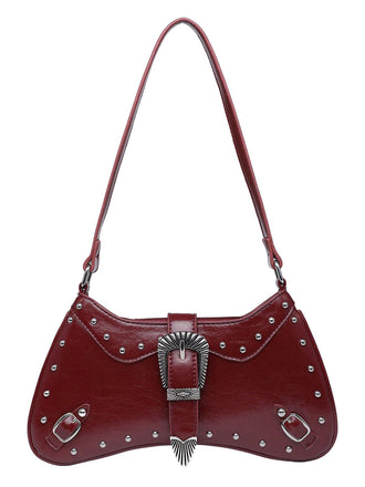 Burgundy Saddle Punk Vintage Bag - vintage fashion, retro style