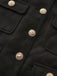 Black 1940s Solid Faux-Wool Short Jacket