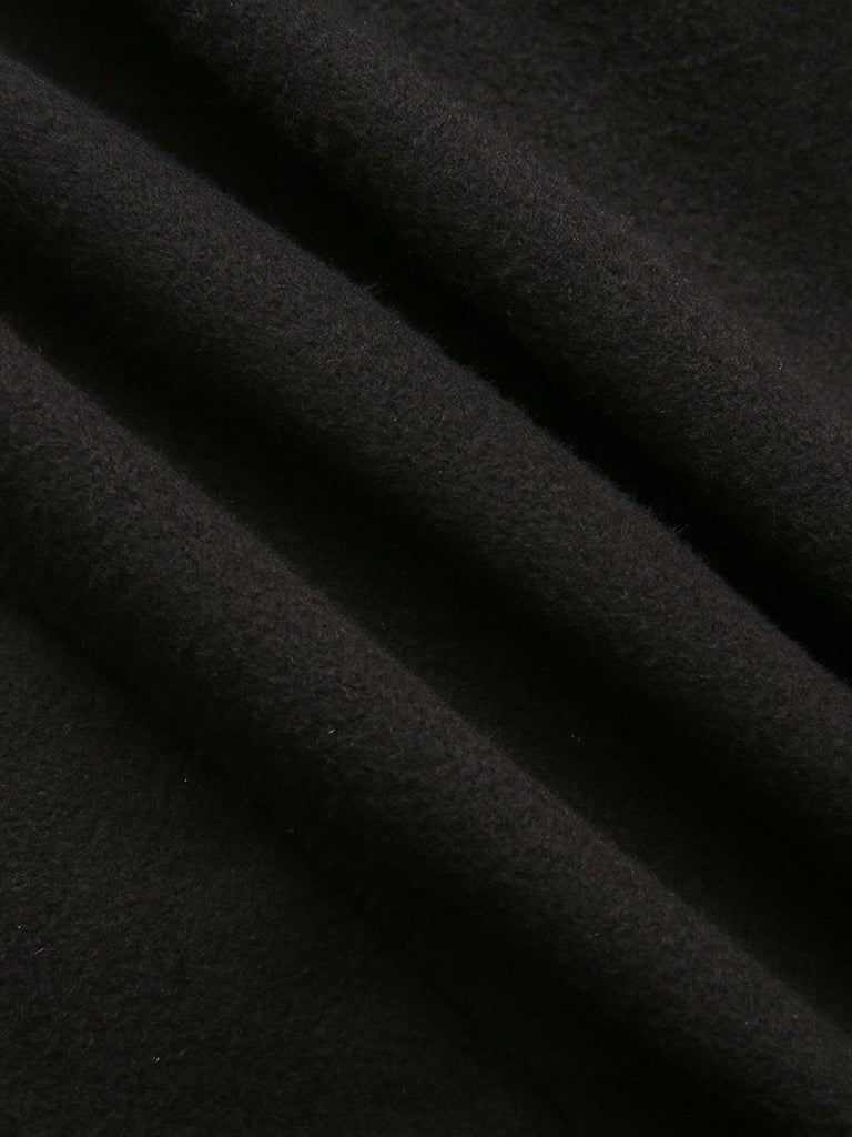 Black 1940s Solid Faux-Wool Short Jacket