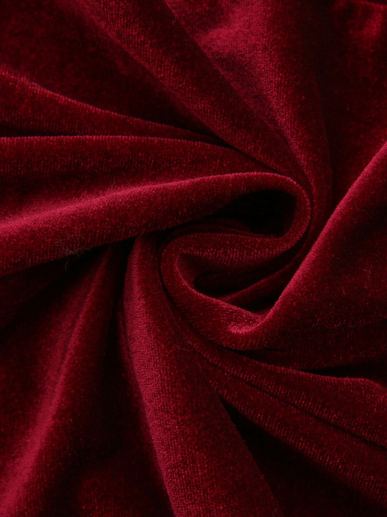 1980s Solid Velvet Off-Shoulder Midi Dress