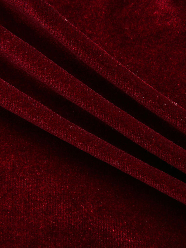 1980s Solid Velvet Off-Shoulder Midi Dress