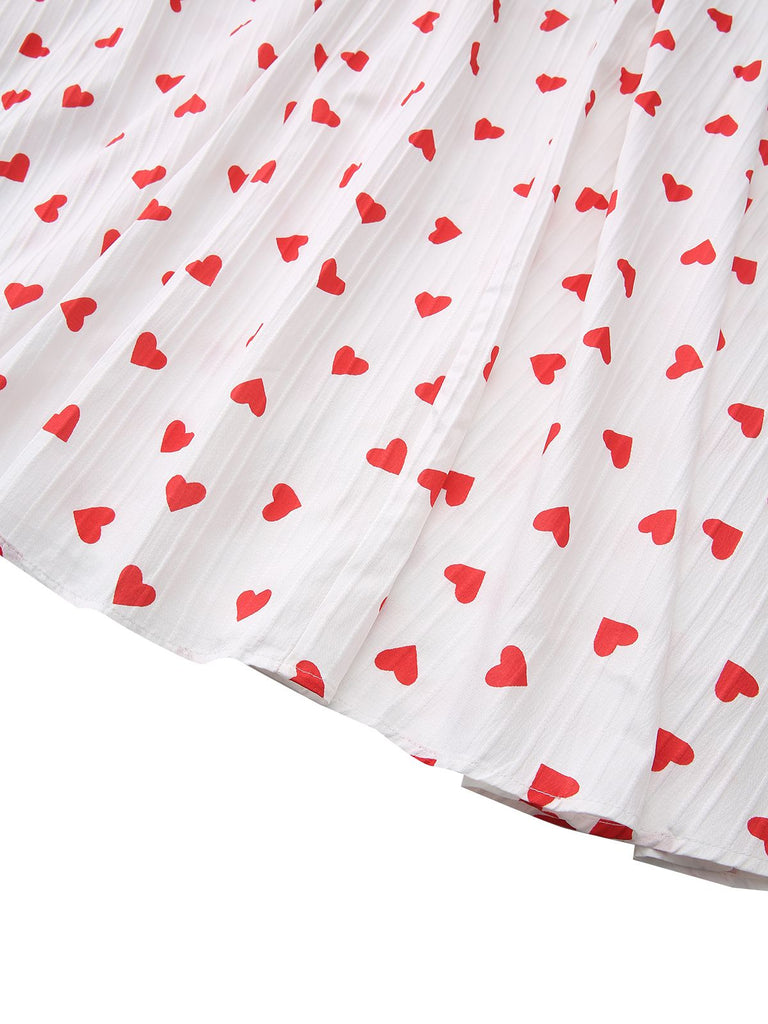 Red 1930s Heart V-Neck Backless Tie Halter Dress