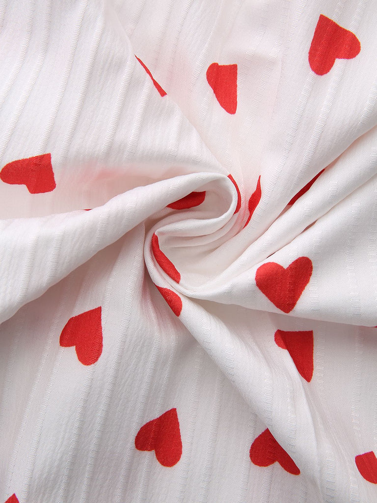 Red 1930s Heart V-Neck Backless Tie Halter Dress