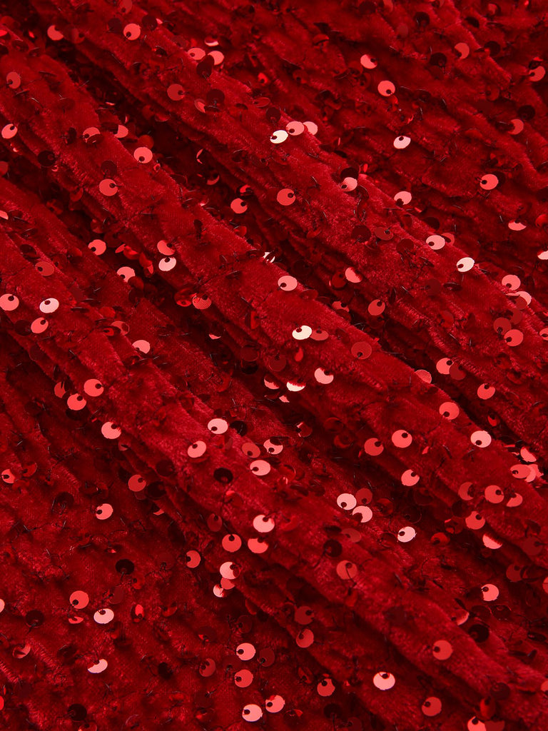 1940s Solid Velvet Sequined Lapel Blouse