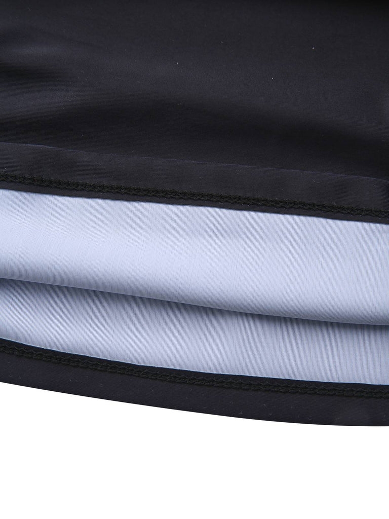 Black 1940s Sunset Palm Tree Tie-Dye Tankinis Swimsuit