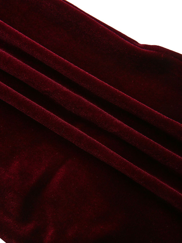 1940s Velvet High-Waist Solid Flare Pants