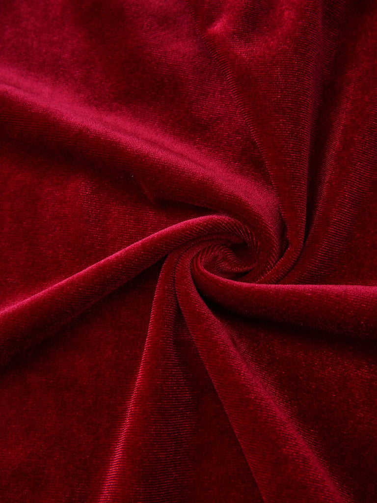 1940s Velvet Cutout Pleated Lantern Sleeve Dress