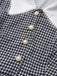 Black 1940s Houndstooth Puff-Sleeves Pearl Button Dress