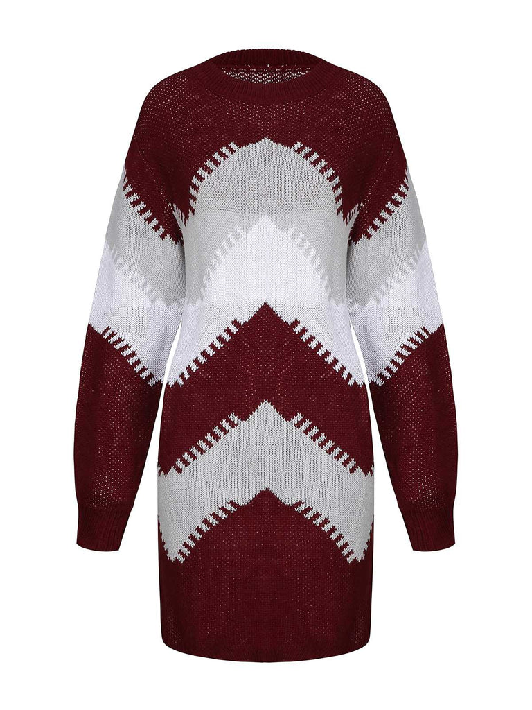 1960s Colorblock Knit Sweater Dress