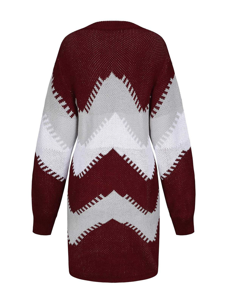 1960s Colorblock Knit Sweater Dress