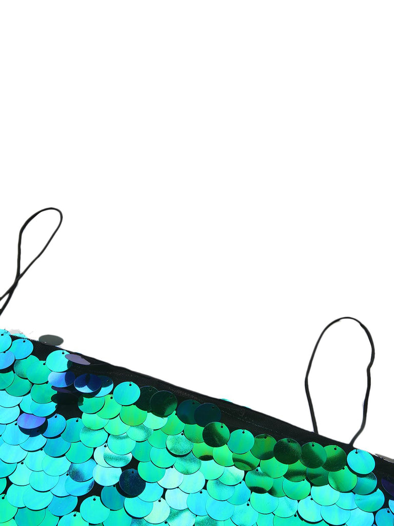 Green 1920s Sequin Evening Spaghetti Straps Dress