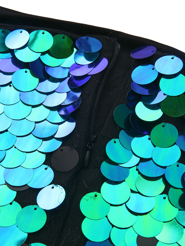 Green 1920s Sequin Evening Spaghetti Straps Dress