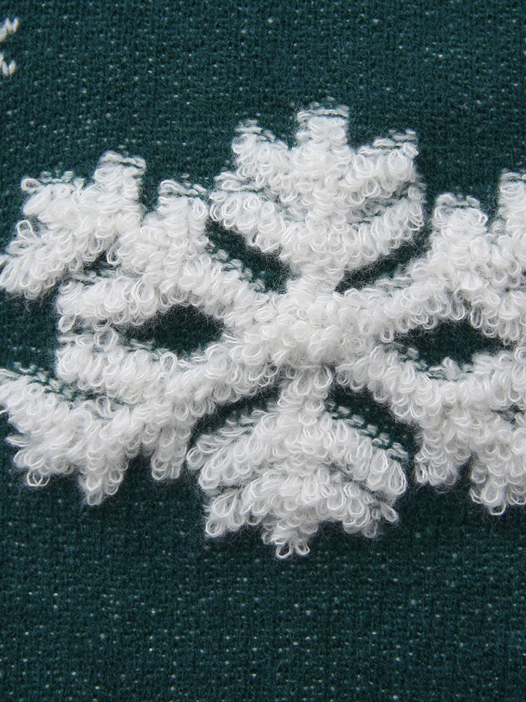 1940s Christmas Fleece-Snowflake Turtleneck Sweater