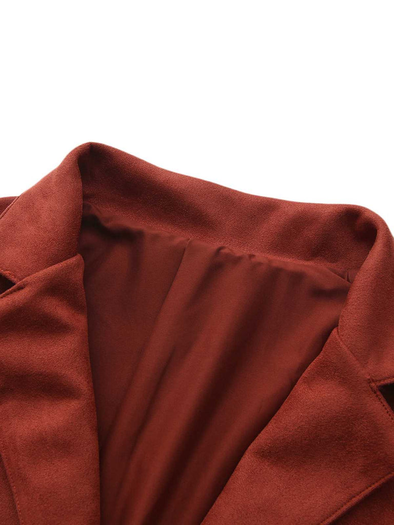 1940s Lapel Suede Pocket Blazer