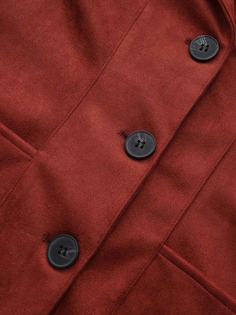 1940s Lapel Suede Pocket Blazer