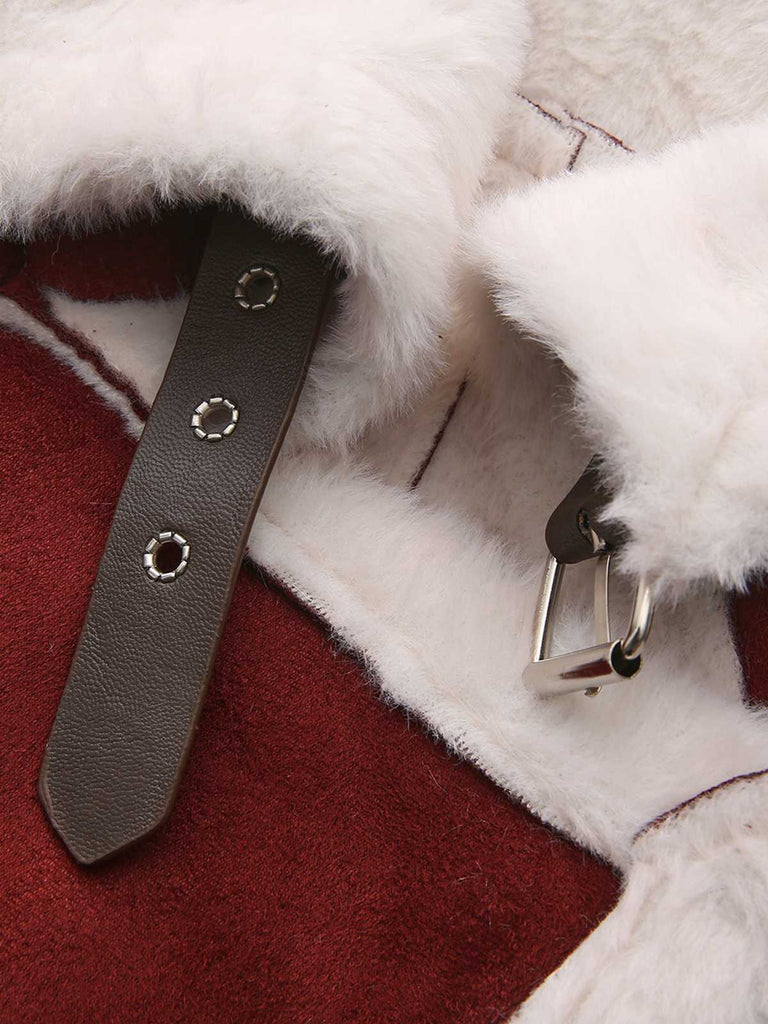 1940s Lapel Plush Buckle Pocketed Jacket