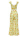 2PCS 1950s Sunflower Crop Top & Pants