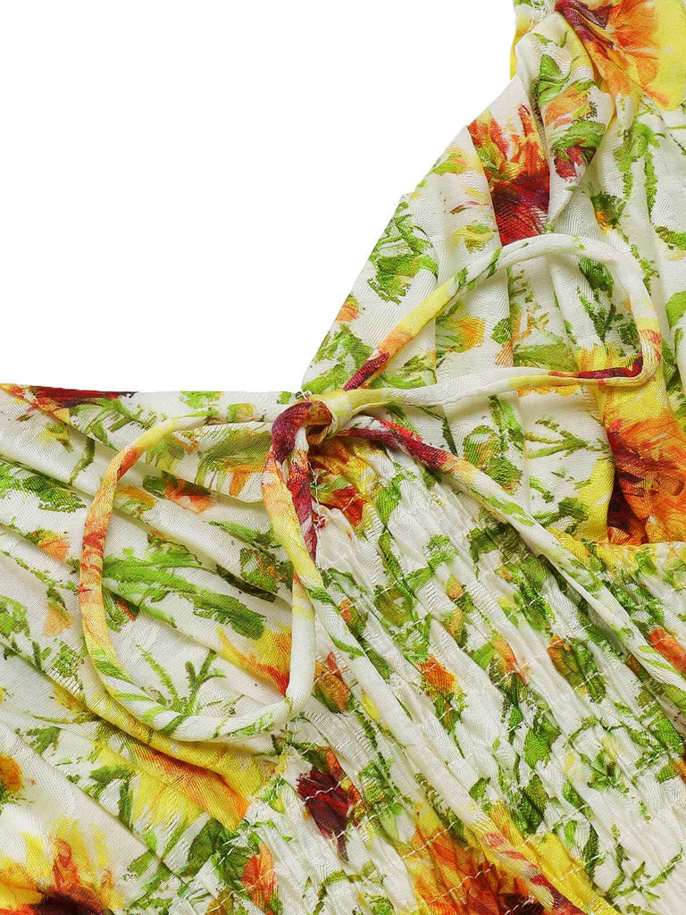 2PCS 1950s Sunflower Crop Top & Pants