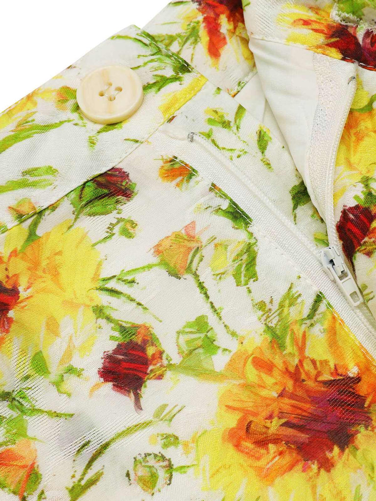 2PCS 1950s Sunflower Crop Top & Pants