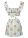 Light Green 1950s Floral Stripe Swimsuit & Skirt Cover-Up