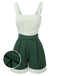 [Pre-Sale] Green 1950s Polka Dot Waisted Camisole & Pleated Shorts