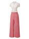 [Pre-Sale] 2PCS Pink 1950s Tulip Blouse & Rose Button Pants