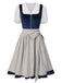 [Pre-Sale] 3PCS 1950s Blue Velvet Dress & Puff Top & Plaid Apron