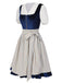 [Pre-Sale] 3PCS 1950s Blue Velvet Dress & Puff Top & Plaid Apron
