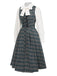[Pre-Sale] 2PCS Gray 1950s Plaid Ruffled Dress & Cotton Blouse